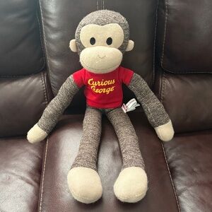 CURIOUS GEORGE Sock Monkey Style Plush in Excellent Condition.